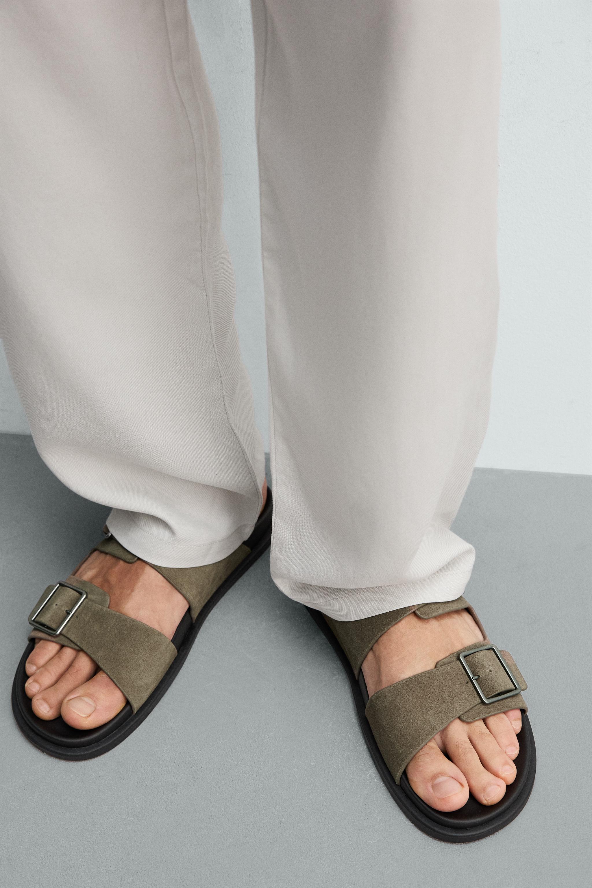 DOUBLE STRAP LEATHER SANDALS